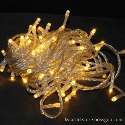 LED Holiday Light Chain with Warm White LED and Transparent Cable for Both Indoor and Outdoor Use